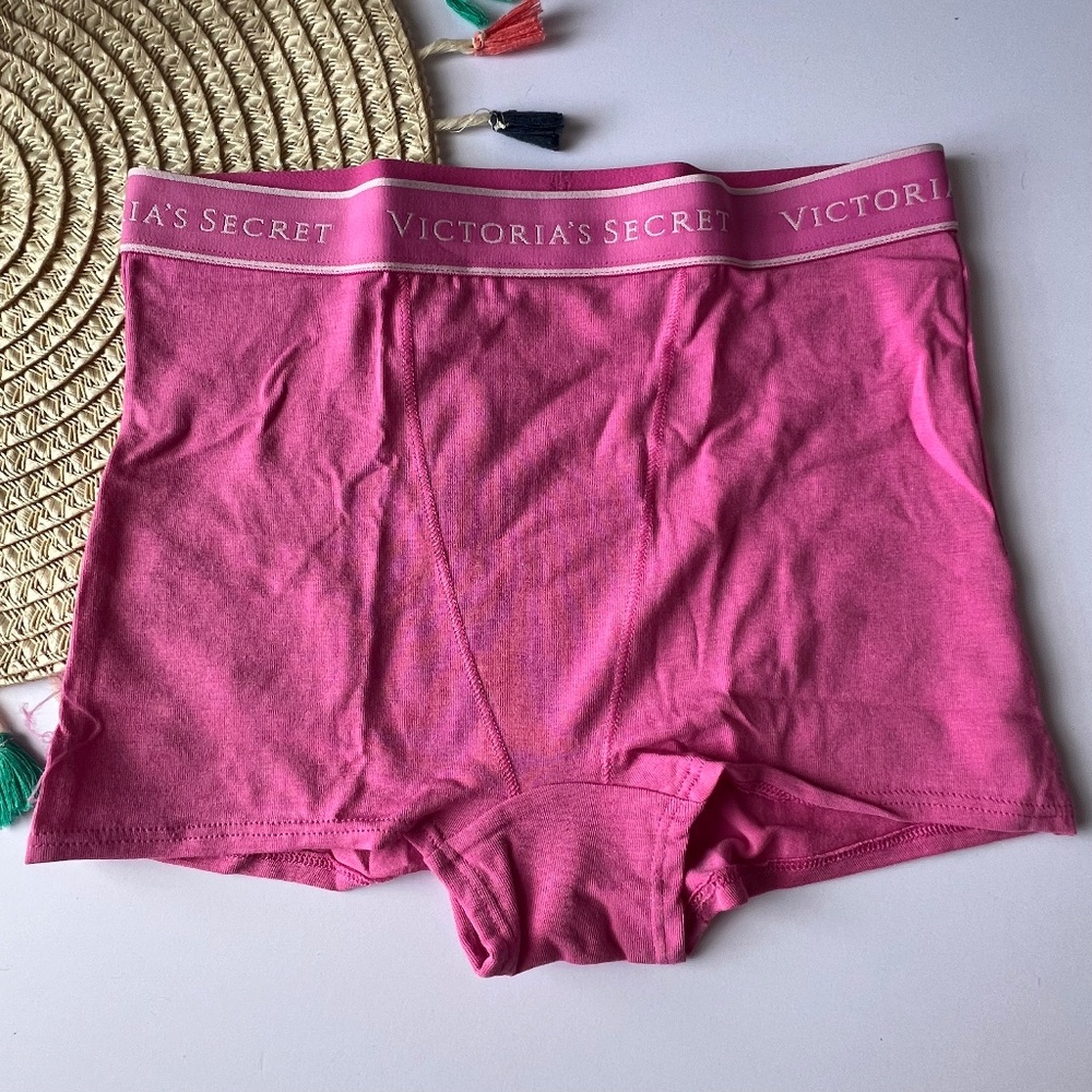 Victoria's Secret Logo Cotton High-Waist Boyshort Panty New Peony Large NEW